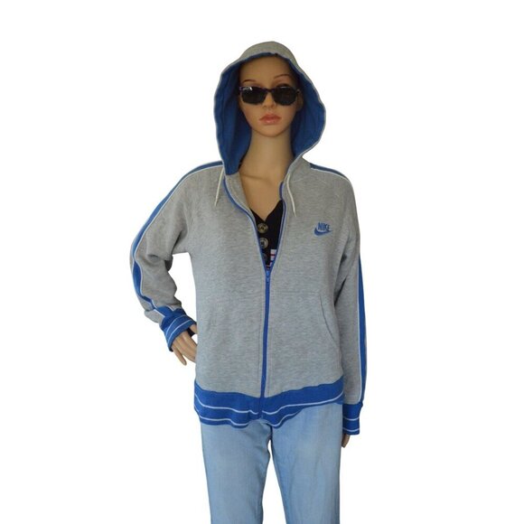 Rare VTG NIKE Spell Out Swoosh Full Zip Hoodie Track Jacket Sweatshirt 80s Size - Picture 1 of 7